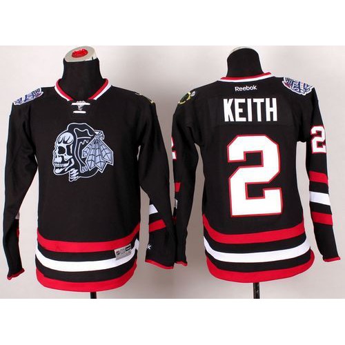 Chicago Blackhawks #2 Duncan Keith Black(White Skull) 2014 Stadium Series Stitched Youth Jersey Youth cheap jerseys for sale - CheapJerseys.Shop