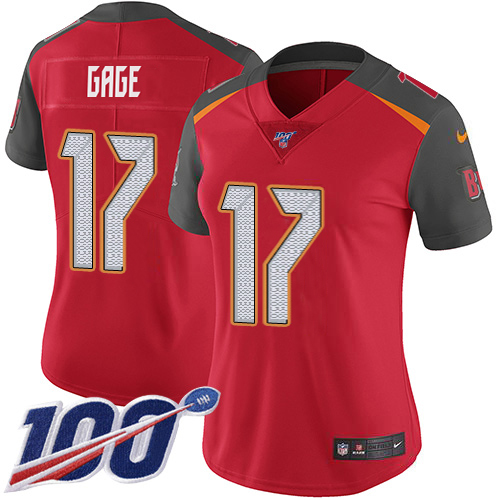 Buccaneers #17 Russell Gage Red Team Color Women's Stitched 100th Season Vapor Untouchable Limited Jersey cheap jerseys for sale - CheapJerseys.Shop