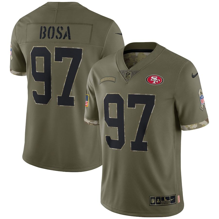 San Francisco 49ers #97 Nick Bosa Men's 2022 Salute To Service Limited Jersey - Olive cheap jerseys for sale - CheapJerseys.Shop