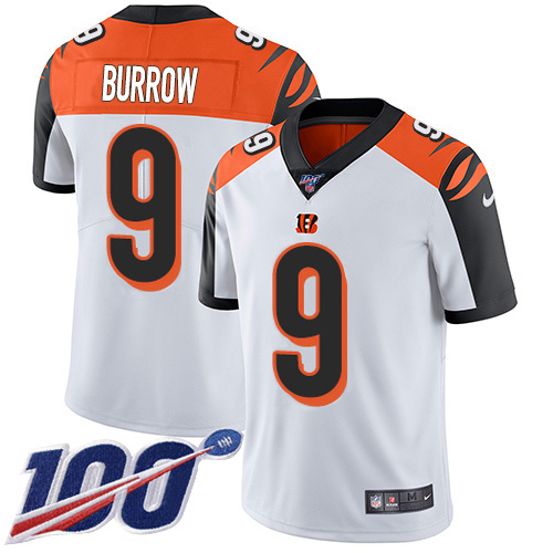 Bengals #9 Joe Burrow White Men's Stitched 100th Season Vapor Untouchable Limited Jersey cheap jerseys for sale - CheapJerseys.Shop