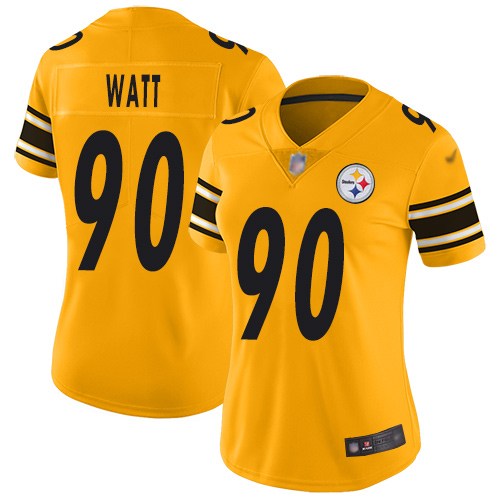 Steelers #90 T. J. Watt Gold Women's Stitched Limited Inverted Legend Jersey cheap jerseys for sale - CheapJerseys.Shop