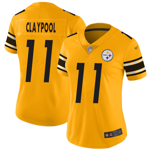 Pittsburgh Steelers #11 Chase Claypool Gold Women's Stitched Limited Inverted Legend Jersey Womens cheap jerseys for sale - CheapJerseys.Shop