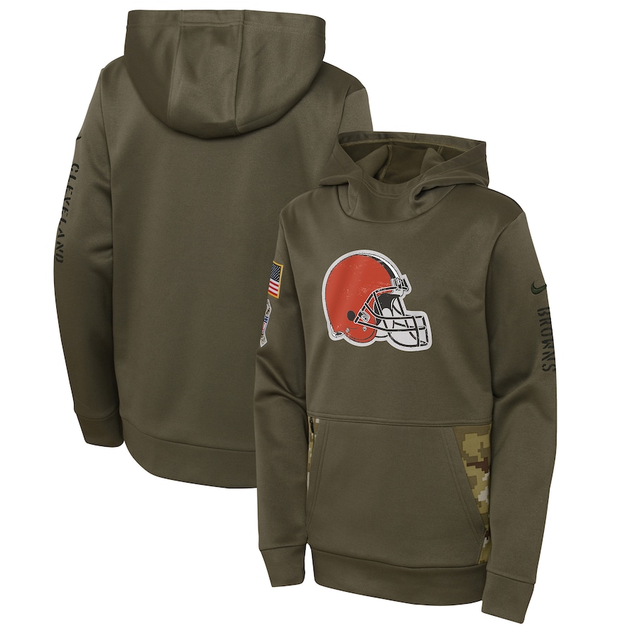 Cleveland Browns Youth 2022 Salute To Service Performance Pullover Hoodie - Olive cheap jerseys for sale - CheapJerseys.Shop