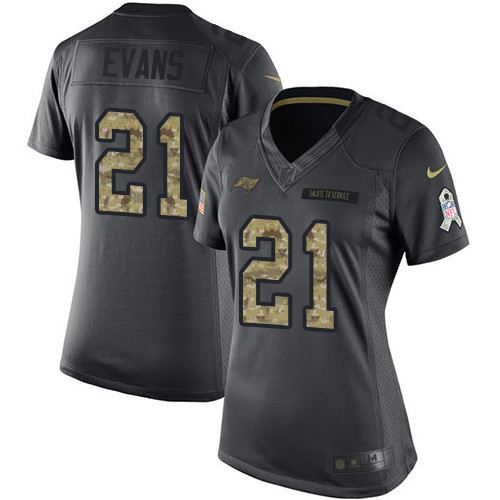 Tampa Bay Buccaneers #21 Justin Evans Black Women's Stitched Limited 2016 Salute to Service Jersey Womens cheap jerseys for sale - CheapJerseys.Shop