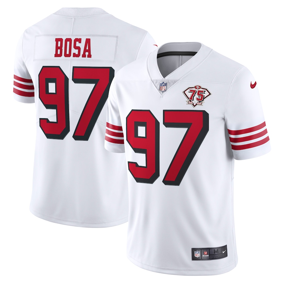 49ers #97 Nick Bosa White Rush Youth 75th Anniversary Stitched Vapor Untouchable Limited Jersey cheap jerseys for sale - CheapJerseys.Shop