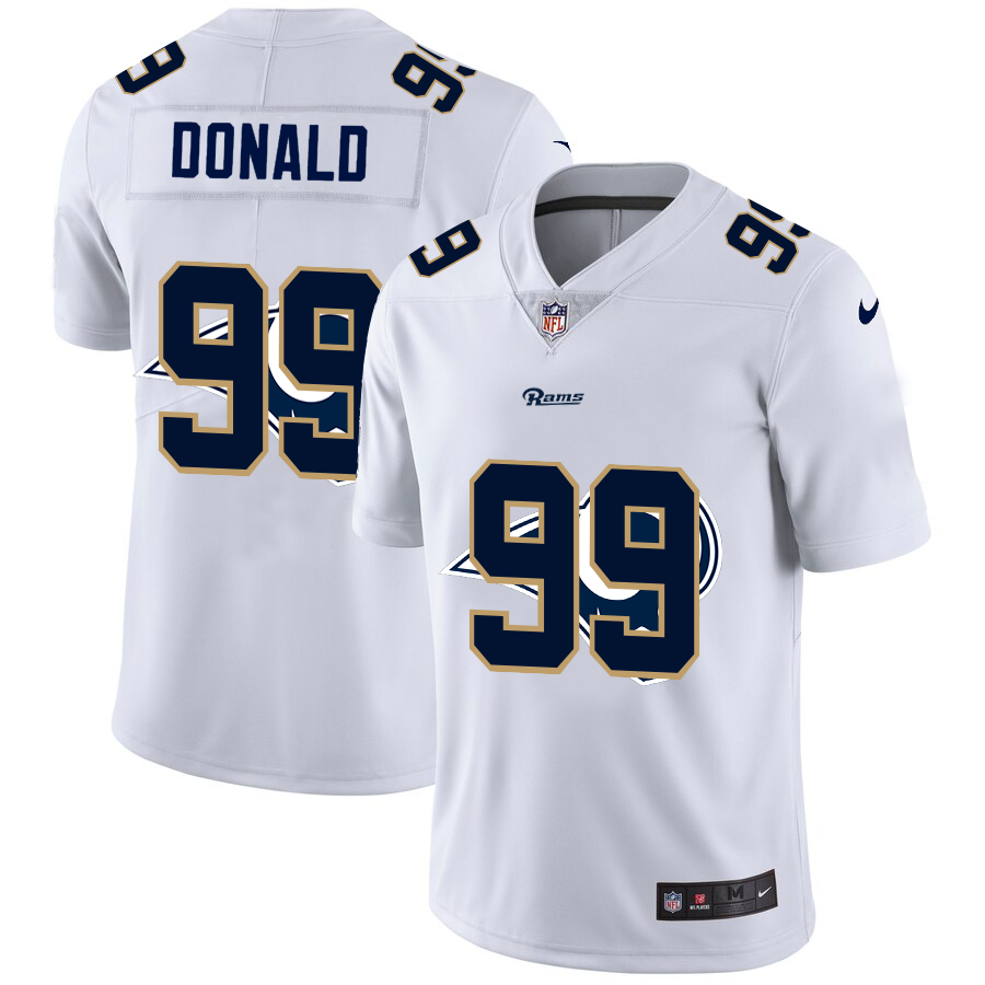 Los Angeles Rams #99 Aaron Donald White Men's Team Logo Dual Overlap Limited Jersey cheap jerseys for sale - CheapJerseys.Shop