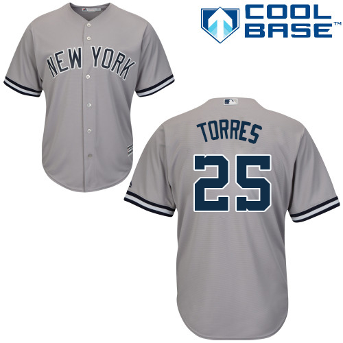 New York Yankees #25 Gleyber Torres Grey Cool Base Stitched Youth Jersey Youth cheap jerseys for sale - CheapJerseys.Shop