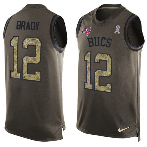 Buccaneers #12 Tom Brady Green Men's Stitched Limited Salute To Service Tank Top Jersey cheap jerseys for sale - CheapJerseys.Shop