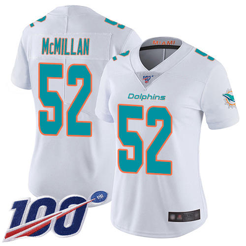 Miami Dolphins #52 Raekwon McMillan White Women's Stitched 100th Season Vapor Limited Jersey Womens cheap jerseys for sale - CheapJerseys.Shop