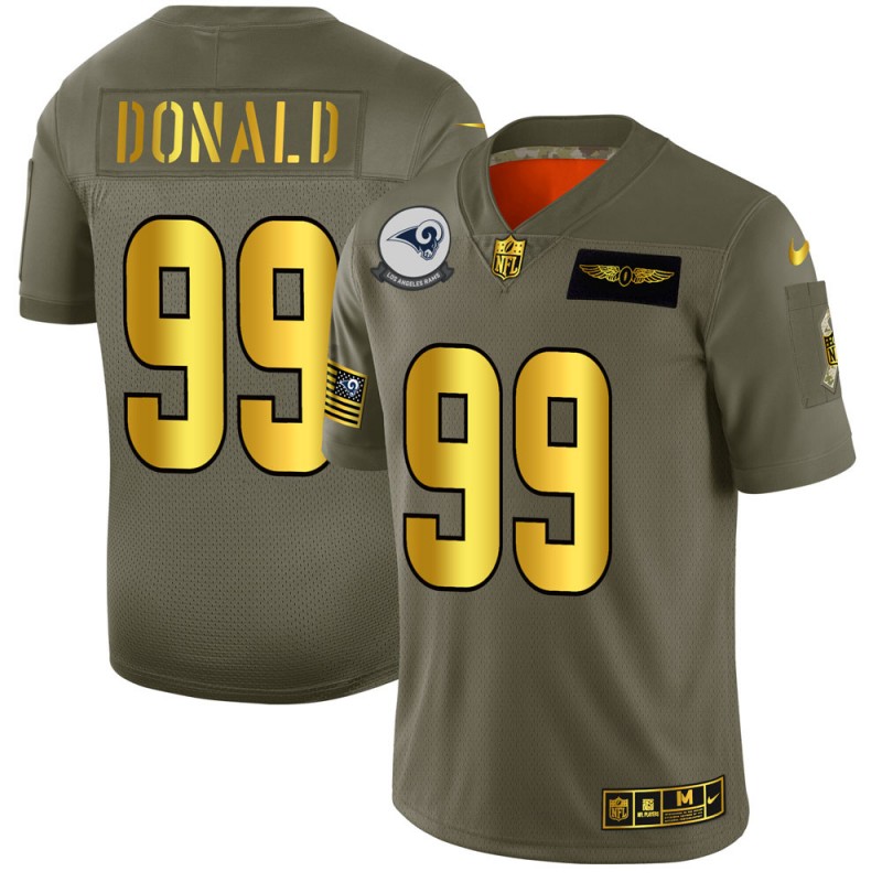 Los Angeles Rams #99 Aaron Donald Men's Olive Gold 2019 Salute To Service Limited Jersey cheap jerseys for sale - CheapJerseys.Shop