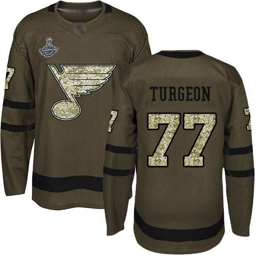 St. Louis Blues #77 Pierre Turgeon Green Salute to Service Stanley Cup Champions Stitched Jersey Men's cheap jerseys for sale - CheapJerseys.Shop