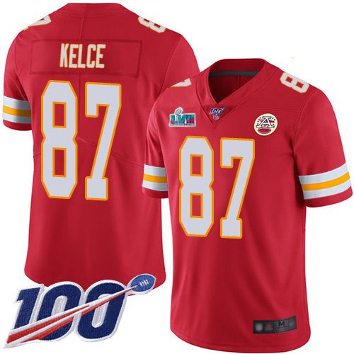 Chiefs #87 Travis Kelce Red Team Color Super Bowl LVII Patch Youth Stitched 100th Season Vapor Limited Jersey cheap jerseys for sale - CheapJerseys.Shop
