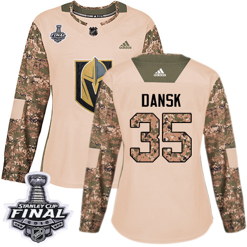 Golden Vegas Golden Knights #35 Oscar Dansk Camo Authentic 2017 Veterans Day 2018 Stanley Cup Final Women's Stitched Jersey Womens cheap jerseys for sale - CheapJerseys.Shop