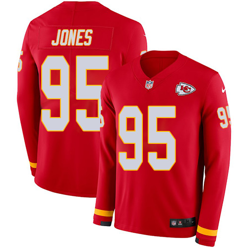 Chiefs #95 Chris Jones Red Team Color Men's Stitched Limited Therma Long Sleeve Jersey cheap jerseys for sale - CheapJerseys.Shop