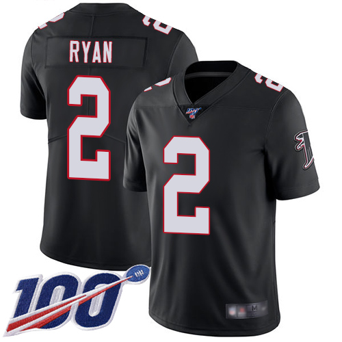 Atlanta Falcons #2 Matt Ryan Black Alternate Men's Stitched 100th Season Vapor Limited Jersey Men's cheap jerseys for sale - CheapJerseys.Shop