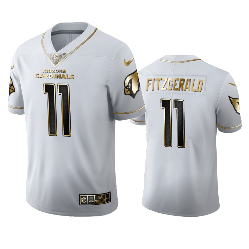 Arizona Cardinals #11 Larry Fitzgerald Men's White Golden Edition Vapor Limited 100 Jersey cheap jerseys for sale - CheapJerseys.Shop