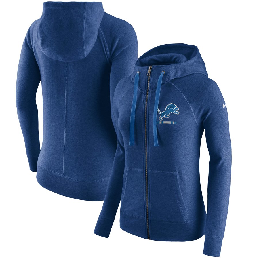 Detroit Lions Women's Gym Vintage Full-Zip Hoodie Blue cheap jerseys for sale - CheapJerseys.Shop
