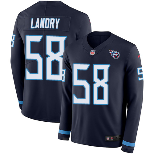 Tennessee Titans #58 Harold Landry Navy Blue Team Color Men's Stitched Limited Therma Long Sleeve Jersey Men's cheap jerseys for sale - CheapJerseys.Shop