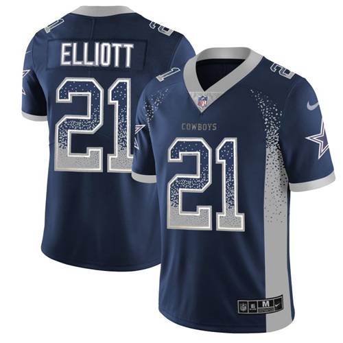 Cowboys #21 Ezekiel Elliott Navy Blue Team Color Men's Stitched Limited Rush Drift Fashion Jersey cheap jerseys for sale - CheapJerseys.Shop