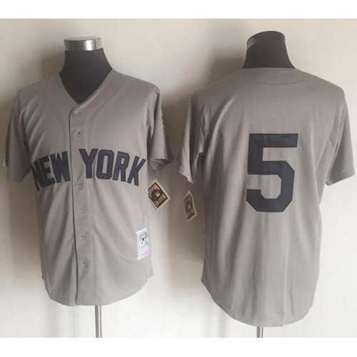 Mitchell And Ness New York Yankees #5 Joe DiMaggio Grey Throwback Stitched Jersey Men's cheap jerseys for sale - CheapJerseys.Shop