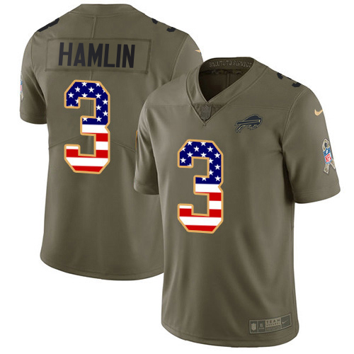 Bills #3 Damar Hamlin Olive/USA Flag Youth Stitched Limited 2017 Salute To Service Jersey cheap jerseys for sale - CheapJerseys.Shop