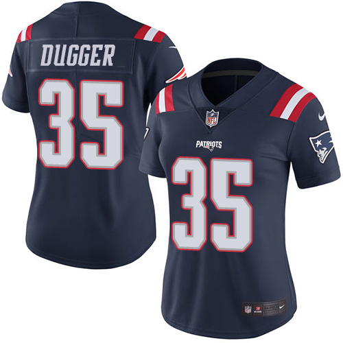 New England Patriots #35 Kyle Dugger Navy Blue Women's Stitched Limited Rush Jersey Womens cheap jerseys for sale - CheapJerseys.Shop
