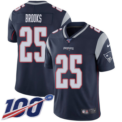 New England Patriots #25 Terrence Brooks Navy Blue Team Color Men's Stitched 100th Season Vapor Limited Jersey Men's cheap jerseys for sale - CheapJerseys.Shop
