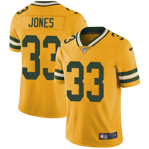 Packers #33 Aaron Jones Yellow Men's Stitched Limited Rush Jersey cheap jerseys for sale - CheapJerseys.Shop