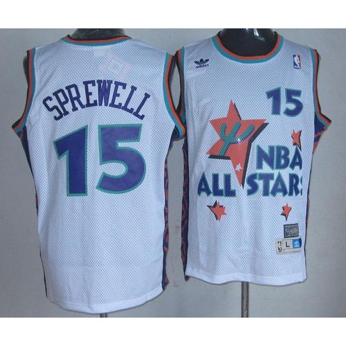 Golden State Warriors #15 Latrell Sprewell White 1995 All-Star Throwback Stitched Jersey Mens cheap jerseys for sale - CheapJerseys.Shop