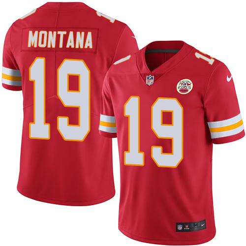 Kansas City Chiefs #19 Joe Montana Red Team Color Men's Stitched Vapor Untouchable Limited Jersey Men's cheap jerseys for sale - CheapJerseys.Shop
