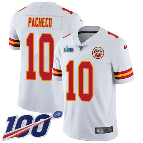 Chiefs #10 Isiah Pacheco White Super Bowl LVII Patch Men's Stitched 100th Season Vapor Limited Jersey cheap jerseys for sale - CheapJerseys.Shop