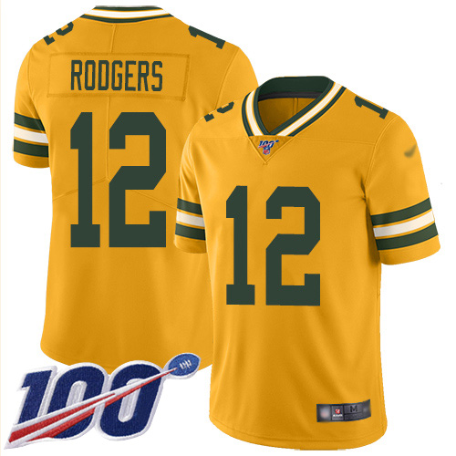 Packers #12 Aaron Rodgers Gold Youth Stitched Limited Inverted Legend 100th Season Jersey cheap jerseys for sale - CheapJerseys.Shop