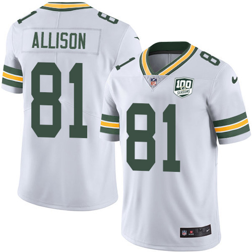 Green Bay Packers #81 Geronimo Allison White Men's 100th Season Stitched Vapor Untouchable Limited Jersey Men's cheap jerseys for sale - CheapJerseys.Shop
