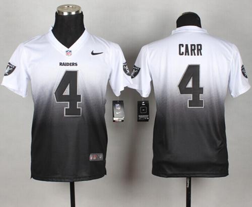 Raiders #4 Derek Carr White/Black Youth Stitched Elite Fadeaway Fashion Jersey cheap jerseys for sale - CheapJerseys.Shop