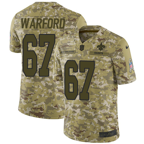 New Orleans Saints #67 Larry Warford Camo Youth Stitched Limited 2018 Salute to Service Jersey Youth cheap jerseys for sale - CheapJerseys.Shop