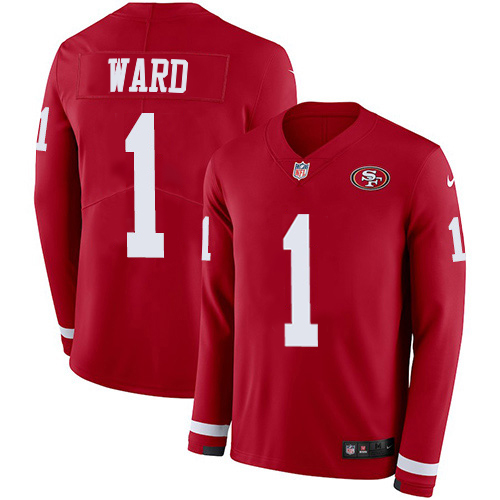 49ers #1 Jimmie Ward Red Team Color Men's Stitched Limited Therma Long Sleeve Jersey cheap jerseys for sale - CheapJerseys.Shop