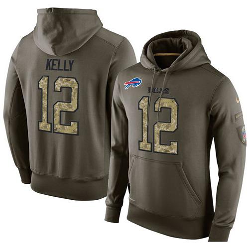 Men's Buffalo Bills #12 Jim Kelly Stitched Green Olive Salute To Service KO Performance Hoodie cheap jerseys for sale - CheapJerseys.Shop