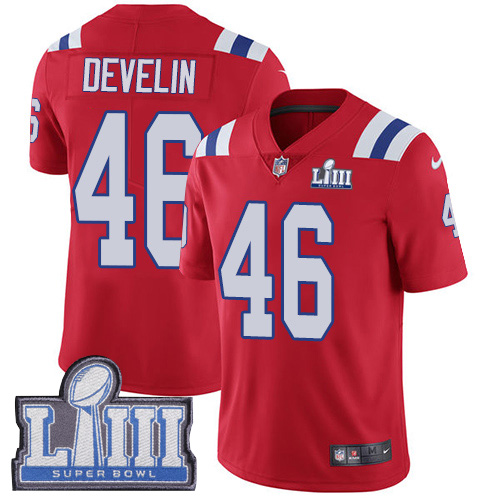 New England Patriots #46 James Develin Red Alternate Super Bowl LIII Bound Men's Stitched Vapor Untouchable Limited Jersey Men's cheap jerseys for sale - CheapJerseys.Shop