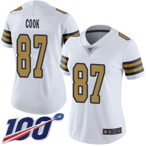 New Orleans Saints #87 Jared Cook White Women's Stitched Limited Rush 100th Season Jersey Womens cheap jerseys for sale - CheapJerseys.Shop