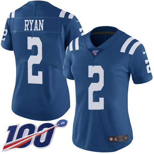 Colts #2 Matt Ryan Royal Blue Women's Stitched Limited Rush 100th Season Jersey cheap jerseys for sale - CheapJerseys.Shop