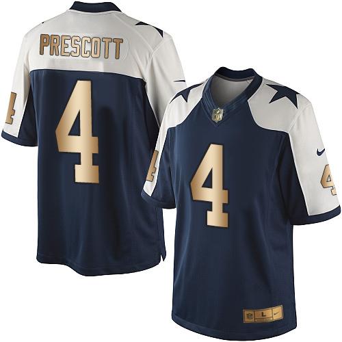 Cowboys #4 Dak Prescott Navy Blue Thanksgiving Men's Stitched Limited Gold Jersey cheap jerseys for sale - CheapJerseys.Shop