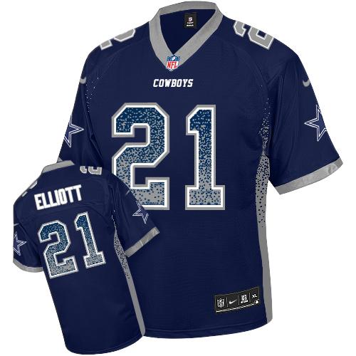 Cowboys #21 Ezekiel Elliott Navy Blue Team Color Men's Stitched Elite Drift Fashion Jersey cheap jerseys for sale - CheapJerseys.Shop