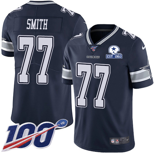 Dallas Cowboys #77 Tyron Smith Navy Blue Team Color Men's Stitched With Established In 1960 Patch 100th Season Vapor Untouchable Limited Jersey Me cheap jerseys for sale - CheapJerseys.Shop