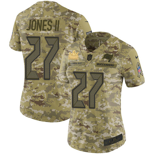 Tampa Bay Buccaneers #27 Ronald Jones II Camo Women's Super Bowl LV Champions Patch Stitched Limited 2018 Salute To Service Jersey Womens cheap jerseys for sale - CheapJerseys.Shop