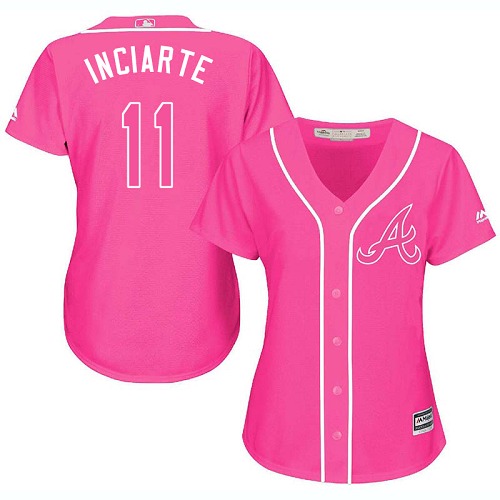 Atlanta Braves #11 Ender Inciarte Pink Fashion Women's Stitched Jersey Womens cheap jerseys for sale - CheapJerseys.Shop