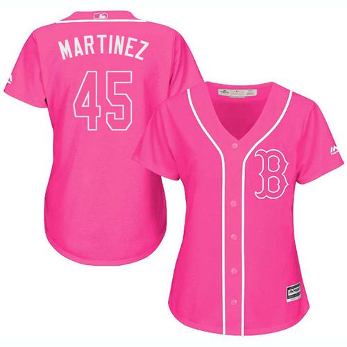 Boston Red Sox #45 Pedro Martinez Pink Fashion Women's Stitched Jersey Womens cheap jerseys for sale - CheapJerseys.Shop