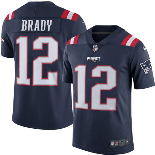 Patriots #12 Tom Brady Navy Blue Men's Stitched Limited Rush Jersey cheap jerseys for sale - CheapJerseys.Shop