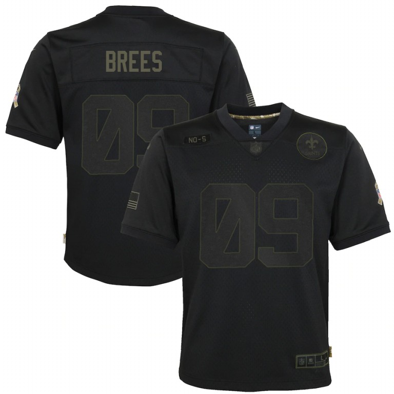 New Orleans Saints #9 Drew Brees Youth 2020 Salute To Service Game Jersey Black cheap jerseys for sale - CheapJerseys.Shop