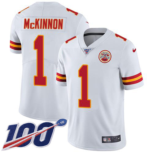 Chiefs #1 Jerick McKinnon White Youth Stitched 100th Season Vapor Limited Jersey cheap jerseys for sale - CheapJerseys.Shop