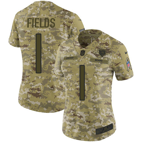 Bears #1 Justin Fields Camo Women's Stitched Limited 2018 Salute To Service Jersey cheap jerseys for sale - CheapJerseys.Shop